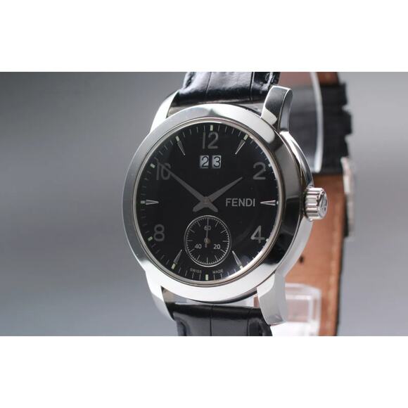 Fendi Watch 2100G DayDate 35mm Swiss Made Quartz W/ Black Leather Band & Battery - Picture 4 of 11